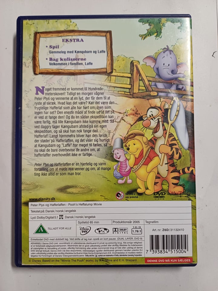 Peter Plys og Hafferlaffen, instruktør Disney, DVD