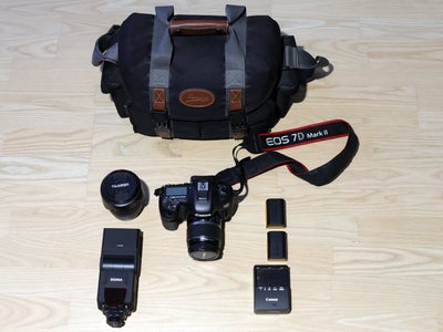 Canon, Canon 7D mk ii med udstyr, spejlrefleks, 20 megapixels, 3 x optisk zoom, God, Rigtig godt kam