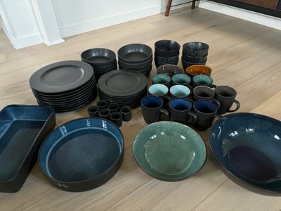 Keramik, Tallerkner, krus, skåle, fade, æggebægre, Blitz, Her sælger jeg et stort sæt Bitz keramik.
