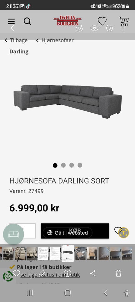 Hjørnesofa, stof