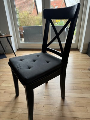 Spisebordsstol, sort træ, 6 stole Ingolf, Ikea, 6 sorte spisebordstole, Ingolf fra Ikea. Alle i fin 