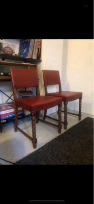 Spisebordsstol, Læder - træ, 2 stk. flotte stole i mørk rød læder formentlig fra 1940’erne med patin