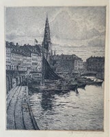 Koldnålsradering, Hans Kruuse, motiv: Holmens Kanal