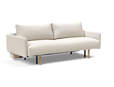 Sovesofa, Innovation, b: 140 l: 200 h: 40, Frode sovesofa med armlæn i et lyst bouclé tekstil. 
Måle