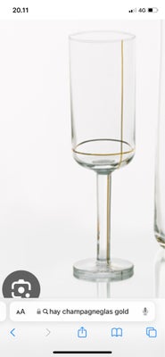 Glas, Hay color glass champagneglas, Hay, To stk Hay color glass champagne glas med guld linjer på. 