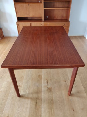 Spisebord, Teaktræ, b: 100 l: 250, Spisebord. Med hollandsk udtræk (skjulte plader)
Længde uden plad
