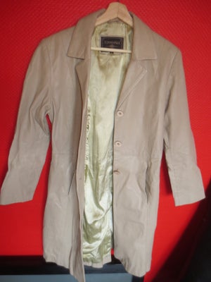 Læderfrakke, str. 40, Tomahawk,  Sand beige,  skind læder,  God men brugt, Vintage læder jakke fra 9