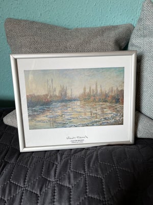 Plakat, Claude Monet, motiv: Débacle sur la Seine, b: ´25 h: 20, Fint billede inkl. ramme.