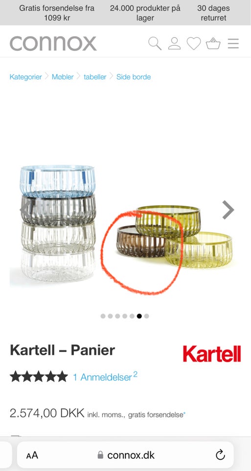 Sofabord, Kartell Panier, andet materiale