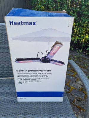 Terrassevarmer, Heatmax, Ubrugt parasol terrasse varmer

Hentes I Gørlev eller i Valby 