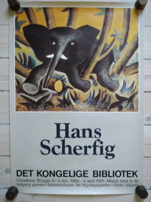 Udstillingsplakat, Hans Scherfig, motiv: Figurativt, b: 48 h: 68, Sjælden udstillingsplakat af Hans 