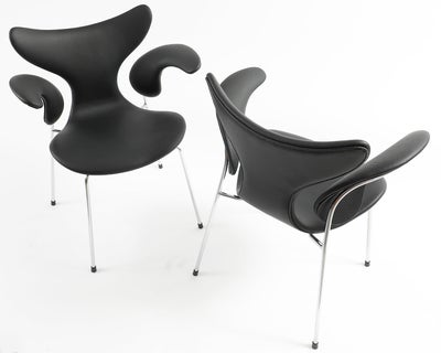 Arne Jacobsen, stol, Mågen/Liljen 3208, 2 stk Arne Jacobsen Mågen/Liljen 3208,nybetrukket med sort c