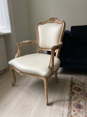 Lænestol, Sælger Rokoko stol (2 stk.), ivory læder. 15.000 kr per stk.