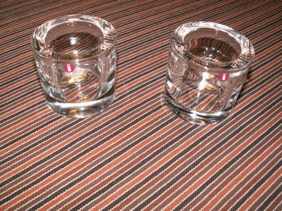Glas, fyrfadsstager, Ittala Finland, 2 fine fyrfadsstager i klart glas, er som nye. Diameter og højd
