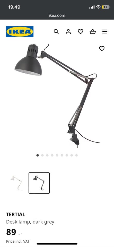 Skrivebordslampe, TERTIAL IKEA