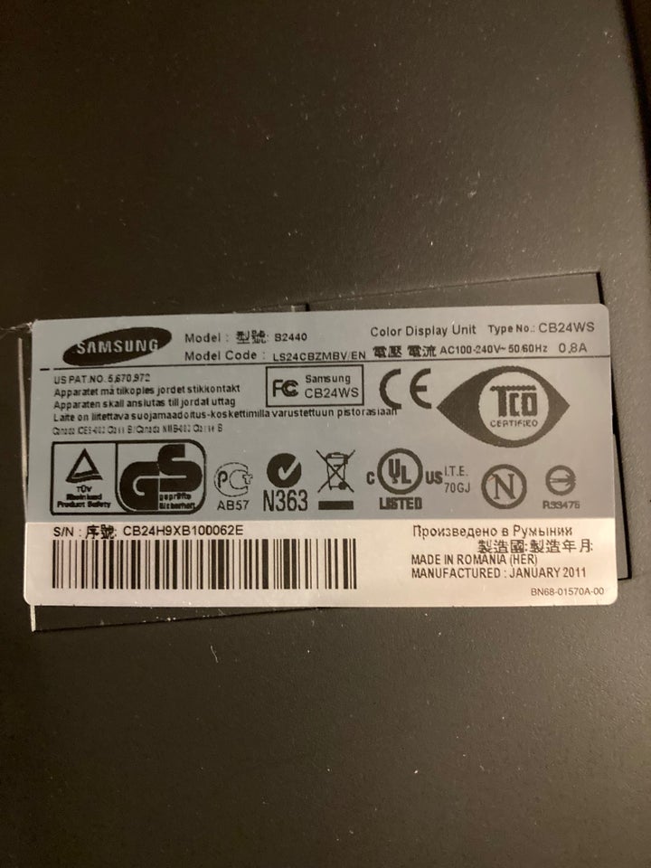Samsung, fladskærm, SyncMaster B2440