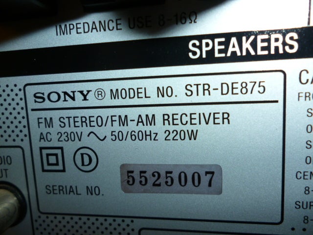 Sony, STR-DE875, 5.1 kanaler