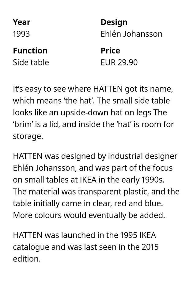 Sidebord, Ikea - Hatten, andet materiale