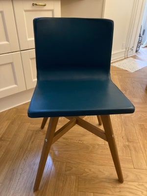 Spisebordsstol, Pu og akacietræ, Ikea, 4 styks lækre og flotte stole med blåt PU læder og Akacieben.
