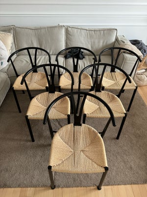 Spisebordsstol, Metal/stål og reb, Trademax, b: 52 l: 54, Lækre sorte/natur stole fra Trademax, mode