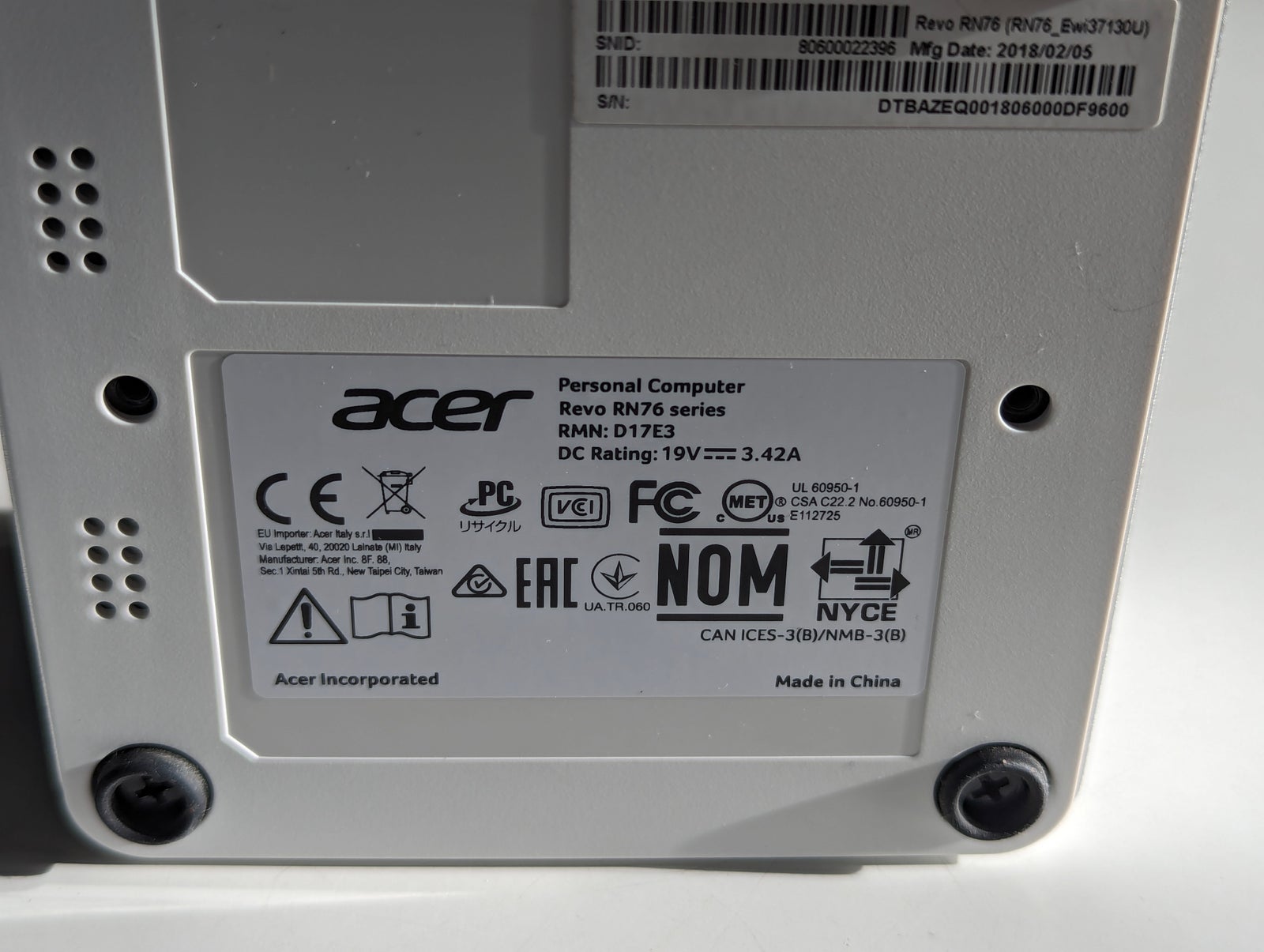 Acer, Revo RN76, Intel 2.70 Ghz