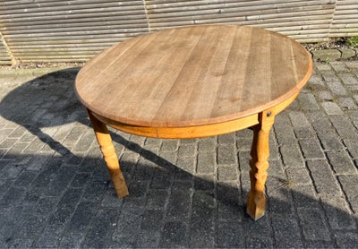 Spisebord, Massiv egetræ, Dansk, b: 120 l: 120, Retro massivt rund egetræ spisebord med 2 ekstra til