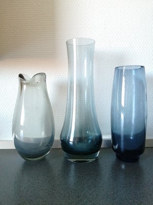 Glas, Vase, Ukendt - Holmegaard? Finsk glas?, Mål følger. 

Samlet pris. 

Sender gerne på købers re