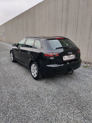 Audi A3, 1,9 TDi Attraction Sportback, Diesel, 2007, km 367000, sort, nysynet, 5-dørs, 16" alufælge,