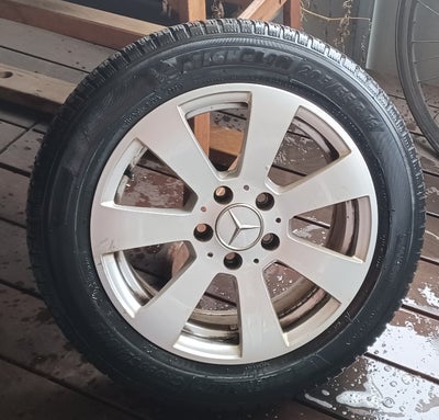 Alufælge, 16", Mercedes, 205 / 55 / R16, krydsmål 5, helårsdæk, Michelin, fælge med dæk, Næsten nye 