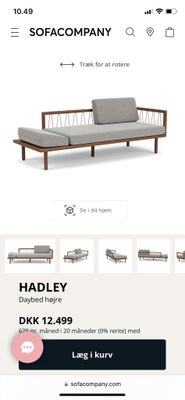 Daybed, stof, 2 pers. , Sofacompany, Rigtig fin daybed fra Sofacompany. 

HADLEY Daybed højre

Træ: 