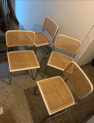 Spisebordsstol, Fransk flet - træ - stål, 4 frisvinger stole sælges med original hvid lak. 

Prisen 