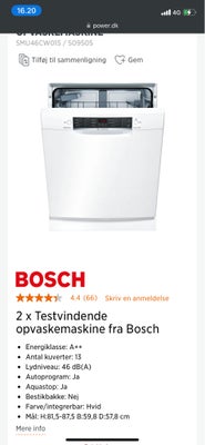 Bosch A++, energiklasse A++, Virker fint. 

Kan leveres til kantsten for 200 kr mere ( København ome