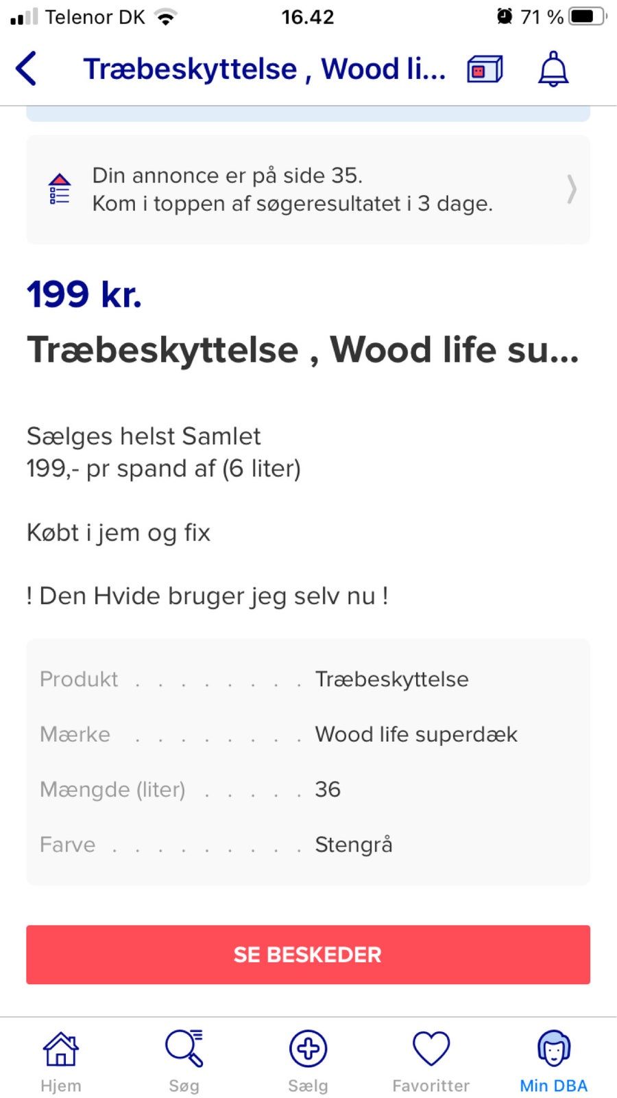 Træbeskyttelse , Wood life superdæk, 6 liter