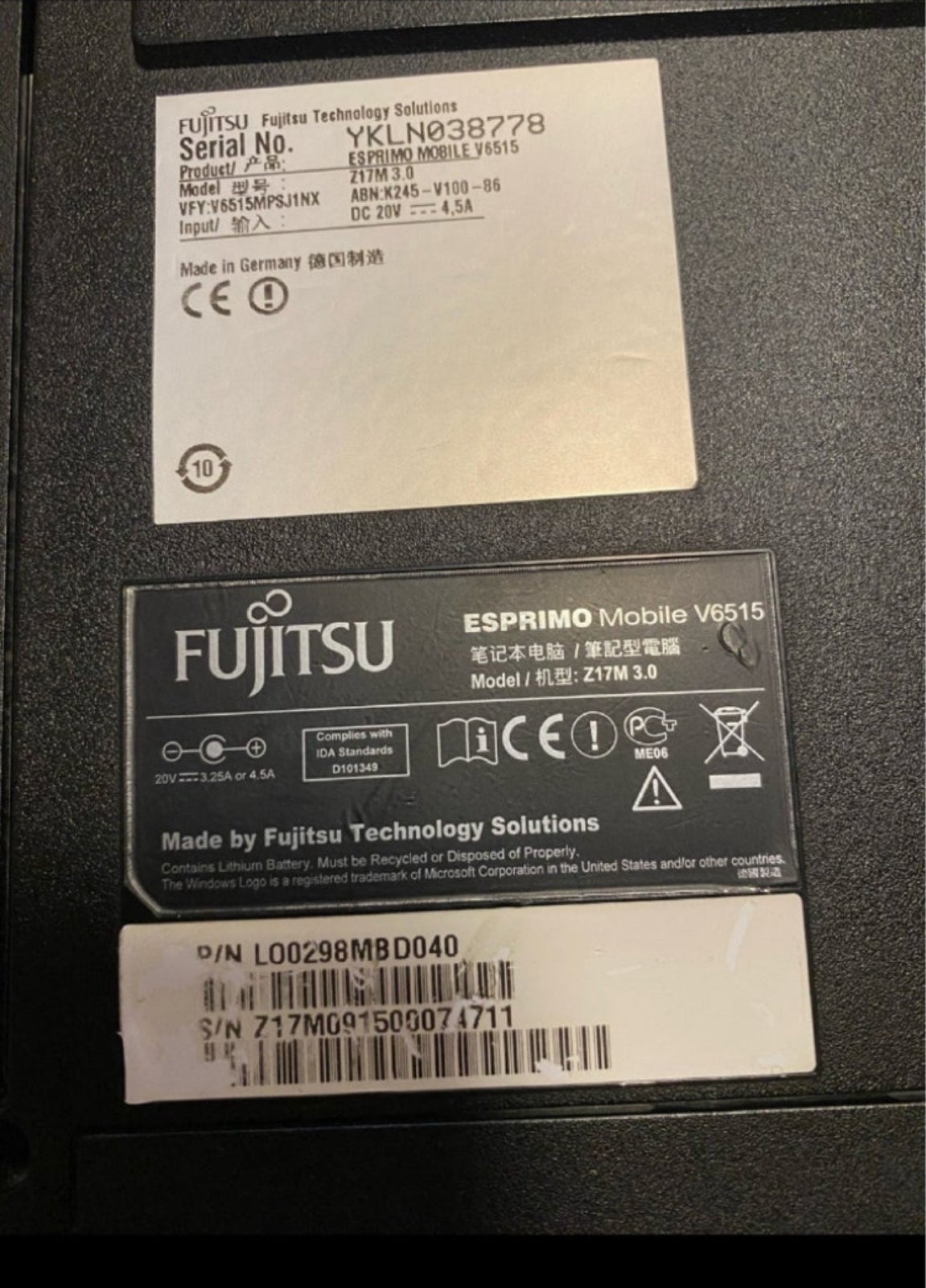 Fujitsu-Siemens Esprimo mobile V6515, Dual core 1,8 GHz, 3