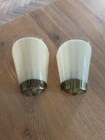 Væglampe, 2 smukke Art Deco messing/glas lamper fra
