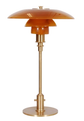 PH, bordlampe, PH 3/2 limited edition bordlampe fra Louis Poulsen i  rav og børstet messingstel. Den