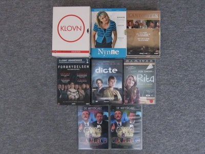 Danske film, DVD, TV-serier, og mini serier, originale.

Klovn den komplette boks 12 diske plus 2 bo