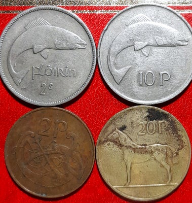 Vesteuropa, mønter, 19551988, IRLAND IRELAND EIRE 2 SHILLINGS / FLORIN 1955 + 20 PENCE 1988 + 10 PEN