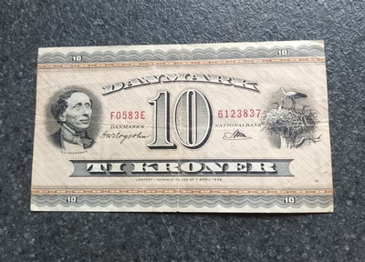 Danmark, sedler, 10 Kr seddel 1958