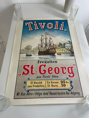 Plakat, Tivoli, motiv: Fregatten St. Georg, b: 61 h: 85, Med lidt god patina.
Fast pris.
Kun afhentn