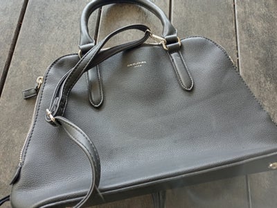 Anden håndtaske, David Jones, læder, Rigtig dejlig håndtaske med bære- og skulderrem i sort læder de