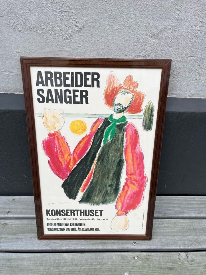 Plakat, Einar Gerhardsen, motiv: Arbejde sange