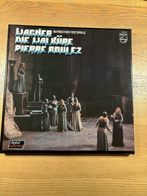 LP, Wagner, Pierre Boulez, Die Walküre, Bayreuther Festspiele, Opera, Med Peter Hofmann. Som ny, min