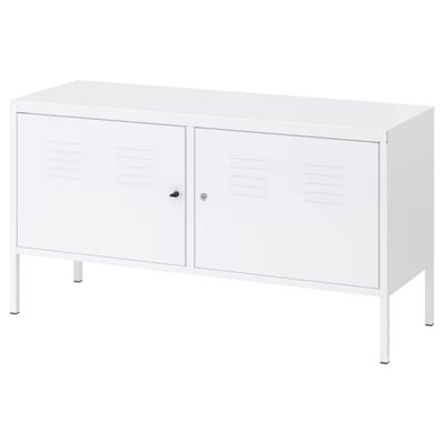 Tv-bænk, metal, b: 119 h: 63, Populært og tidsløst Ikea PS skab i hvid sælges, da jeg flytter. Har l