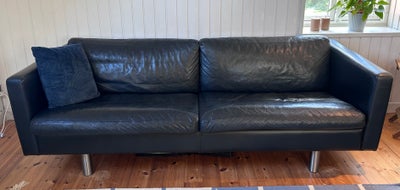 Sofagruppe, læder, 3 pers., Velholdte sorte lædersofaer 2 + 3 med kraftig læder på alle flader. 
Der