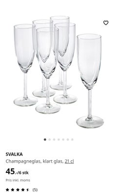 Glas, Champagneglas SVALKA, IKEA, 9 pakker SVALKA champagneglas fra IKEA sælges til 25kr pr. pakke. 