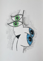 Tegning, Mads Holm, motiv: Øjne