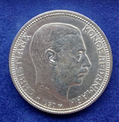 Danmark, mønter, 1930, 1930, 2 kroner, Kong Christian 60 års fødselsdag. 