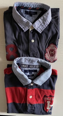 Polo t-shirt, Tommy Hilfiger, str. XL,  Næsten som ny, 1 stk. rød og mørkeblå stribet med lyse-og mø