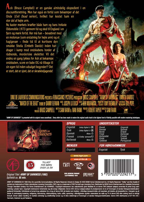 Army of Darkness, instruktør Sam Raimi, DVD